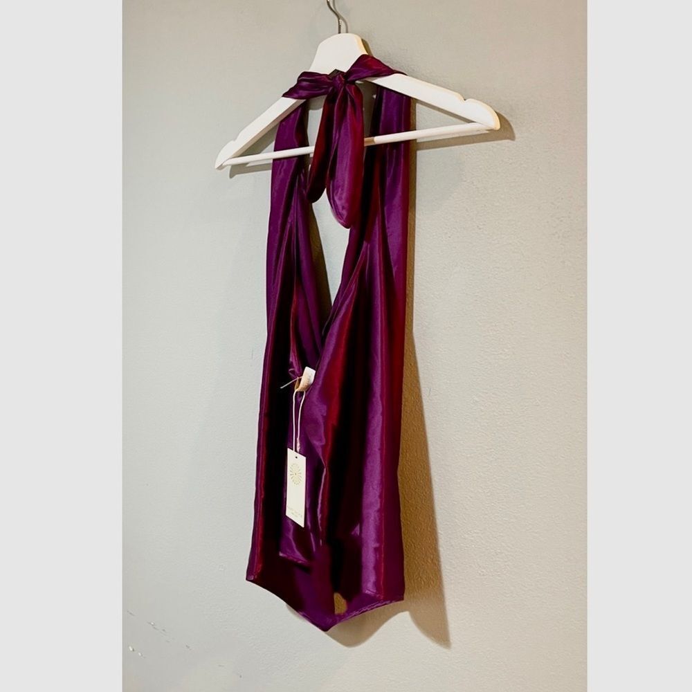 Ramy Brook Harriet 6-Way Halter Top in Mulberry. - Picture 3 of 9